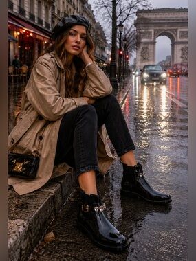 🖤 Henry Ferrera Black Rhinestone Rain Boots 🖤